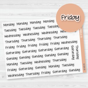 Days of the Week Stickers | Script Planner Headers | Clear Matte | FJP | B-084-BCM