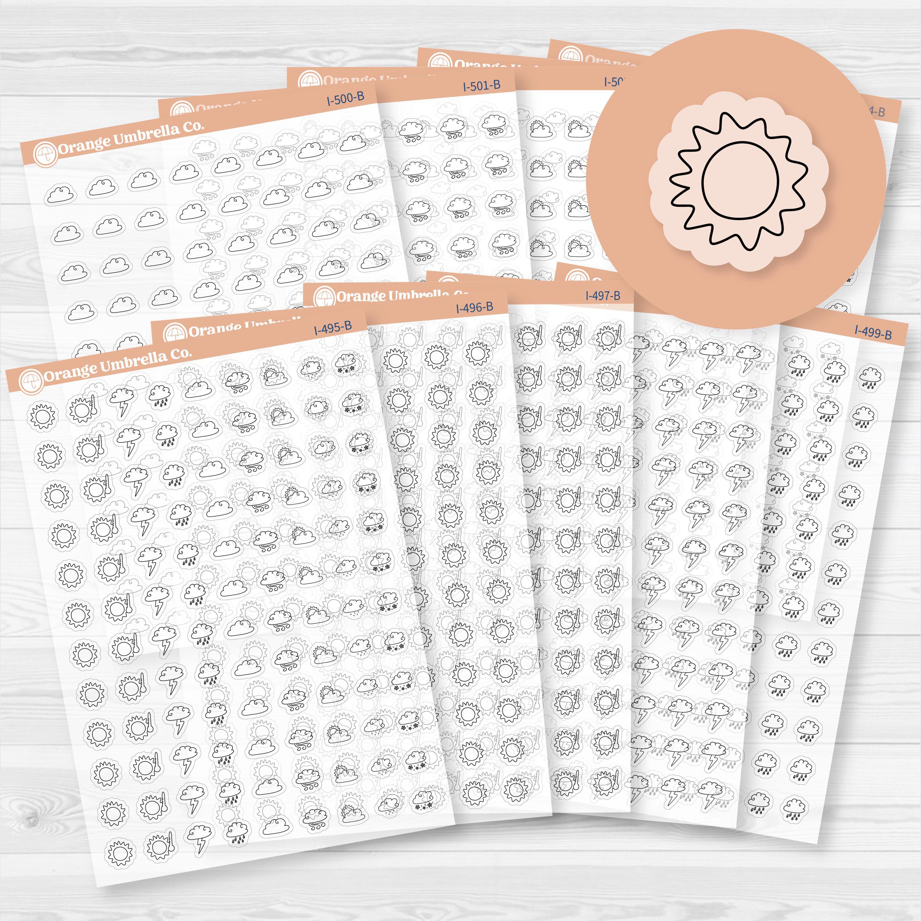 Hand Doodled Weather Icons Planner Stickers | Clear Matte | I-495-504 ...