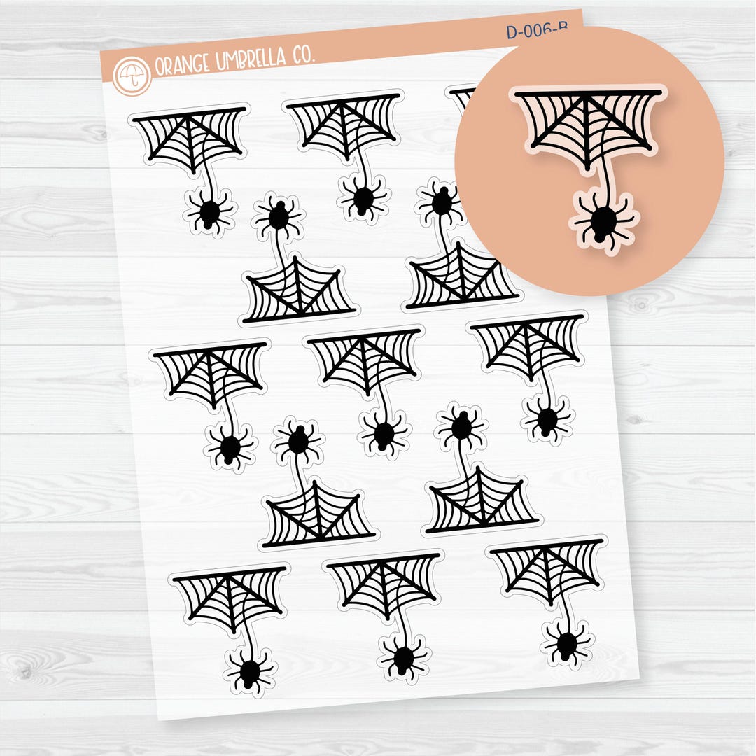 Spider Deco Planner Stickers | Clear Matte | D-006-BCM - Etsy