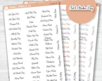 US Holiday Script Planner Stickers | F4 | S-015