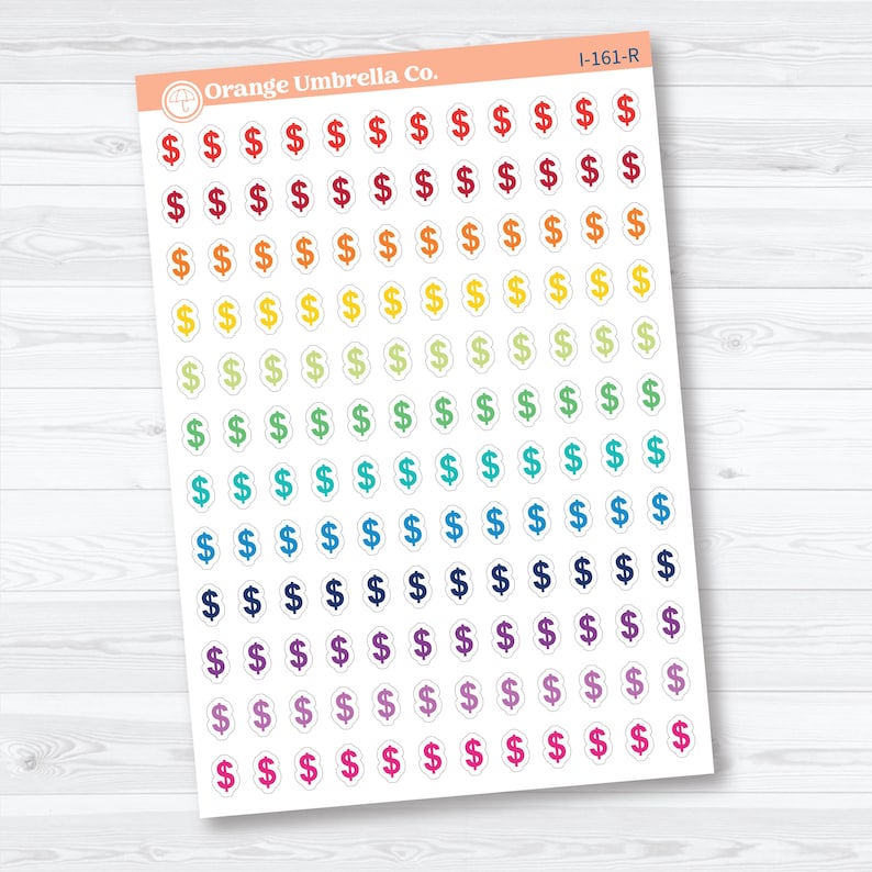 Dollar Sign Icons | Finance Planner Stickers | I-161 Rainbow