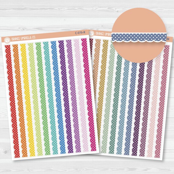Polkadot Scalloped Washi Strips Planner Stickers | C-079