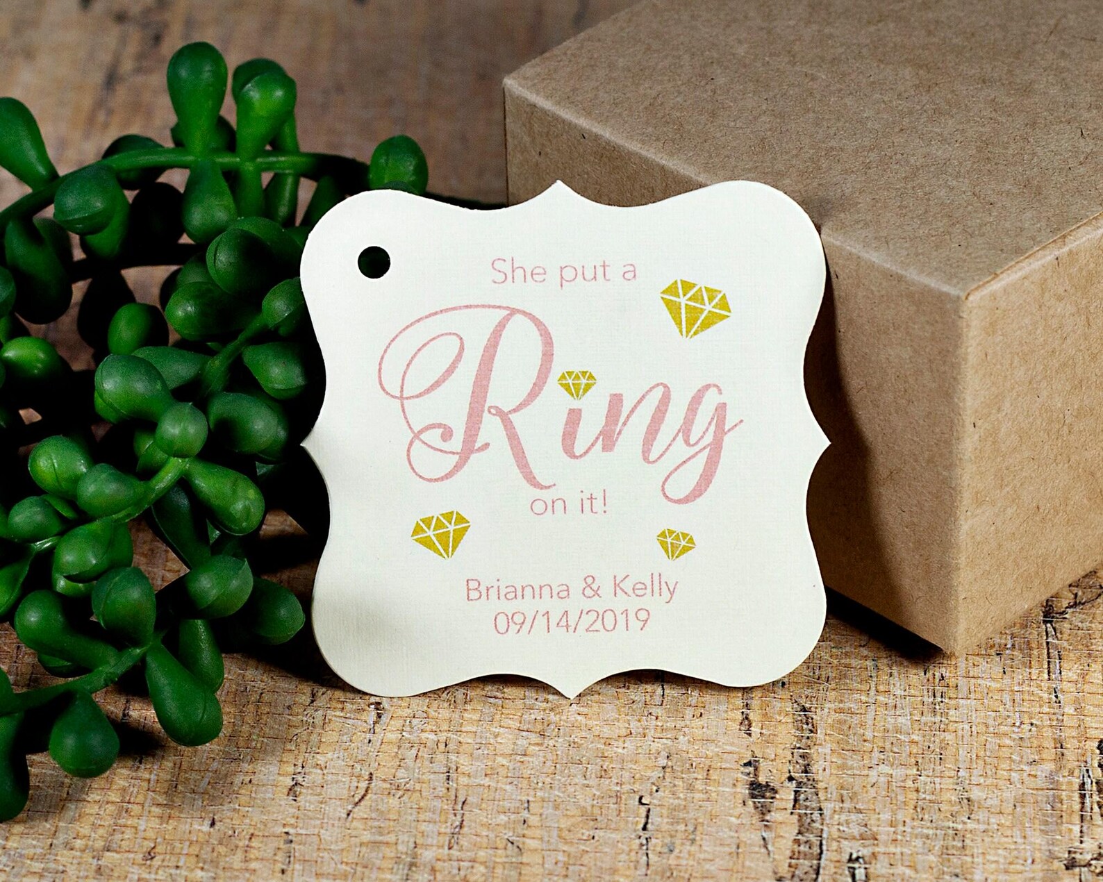 Engaged Tag Customized Engagement Party Tags, Engaged Favor Tags, He Put a Ring on ...