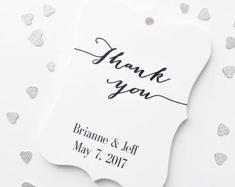 Personalized Thank You Wedding Favor Hang Tags, Thank You Party Tags, Calligraphy Font Tags (EC-009)