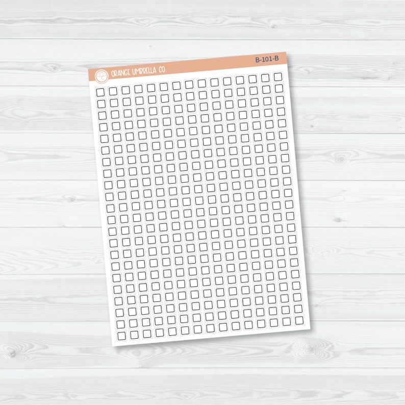 Checkbox Individual Single Color Coding Planner Stickers Square B-101 Black - White Matte