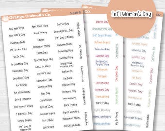 US Holiday Script Planner Stickers | F17 Print | S-018