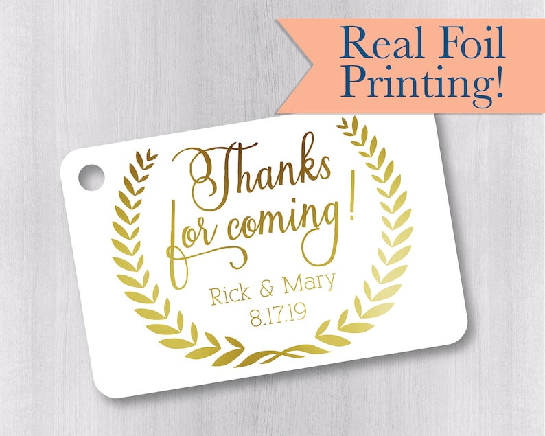 Thank You For Coming Tags Gold Foiled Wedding Favor Tags RR-026-F Rustic Small Wedding Favor Tags