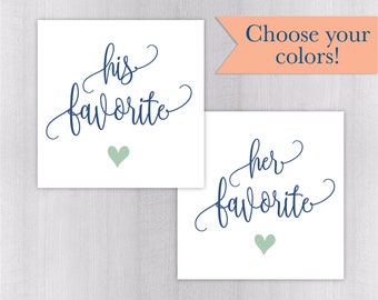 His Favorite Her Favorite Wedding Stickers, Favorites Wedding Favor Stickers, Wedding Favor Bag Sticker (#417-WH)