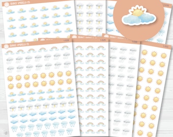 Weather Icons | Watercolor Planner Stickers | I-028 - I-035