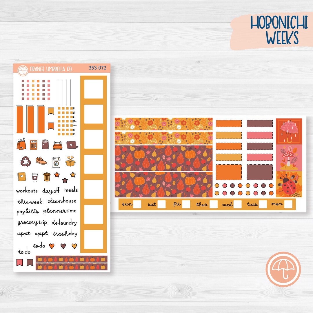 Autumn Vibes Kit Hobonichi Weeks Planner Kit Stickers Fall Around 353 ...