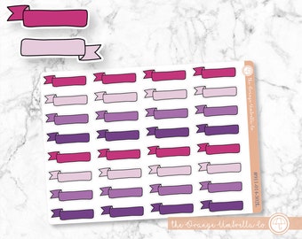 Banner Planner Labels, Flag Planner Stickers, Appointment Label Event Label, Purples/Pinks Color Print Planning Labels (#911-014-302L-WH)