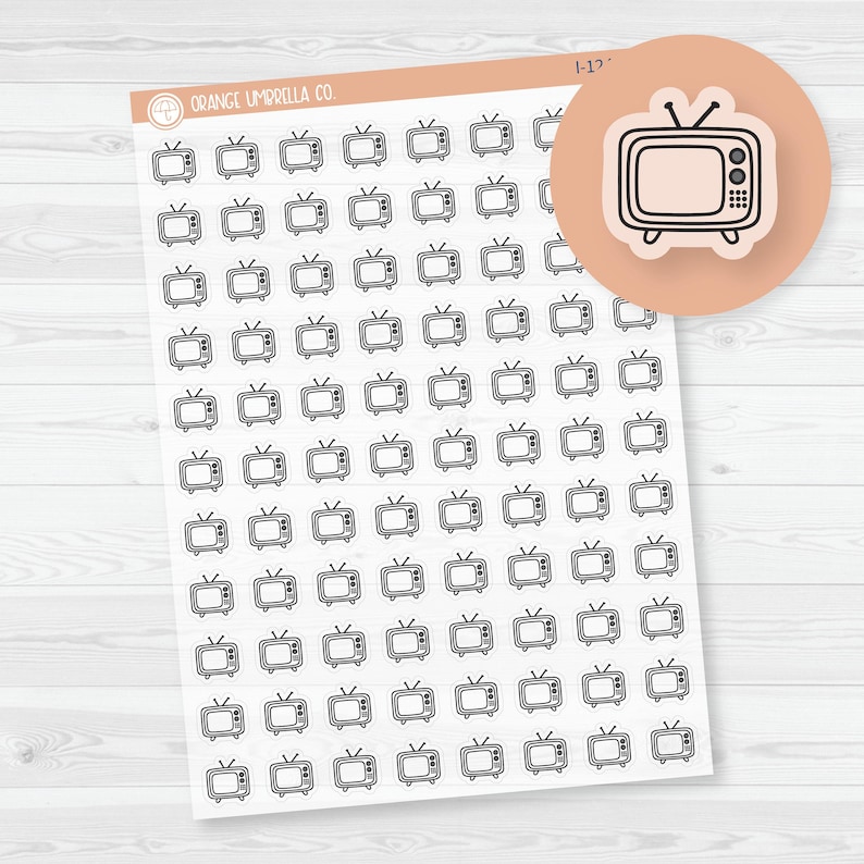 TV Icon Planner Stickers / Movie Night | Clear Matte | I-124-BCM - Etsy