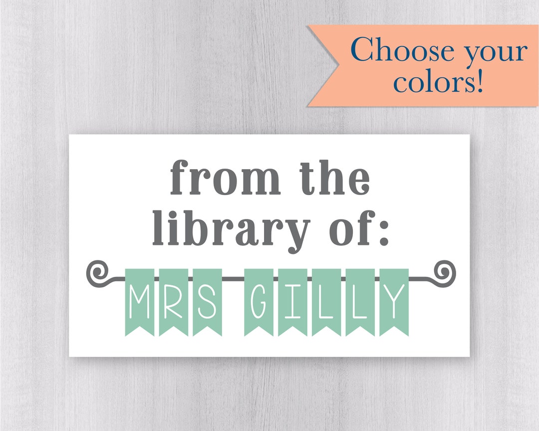Teacher Classroom Library Book Stickers Name Banner for Etsy