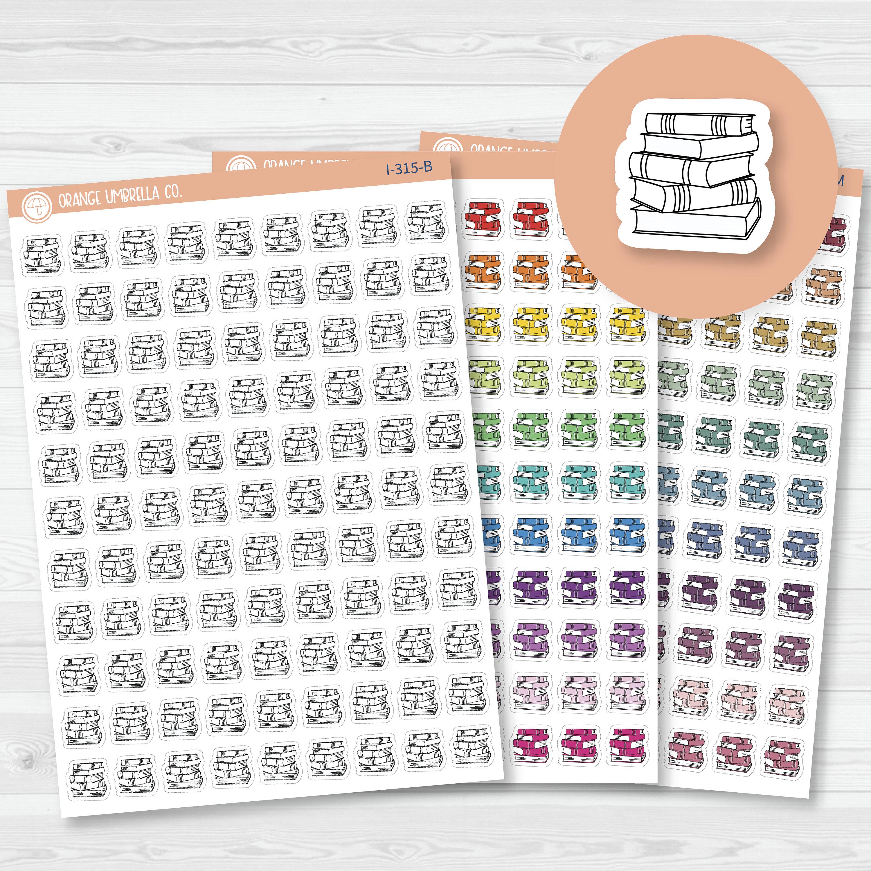 Book Stack Icon Planner Stickers, Icon Books Labels, Color Print Labels ...