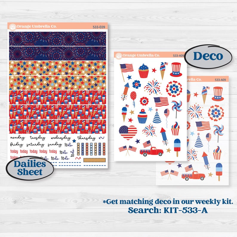 Fourth of July | Hobonichi Cousin Weekly + Daily Planner Kit Stickers ...