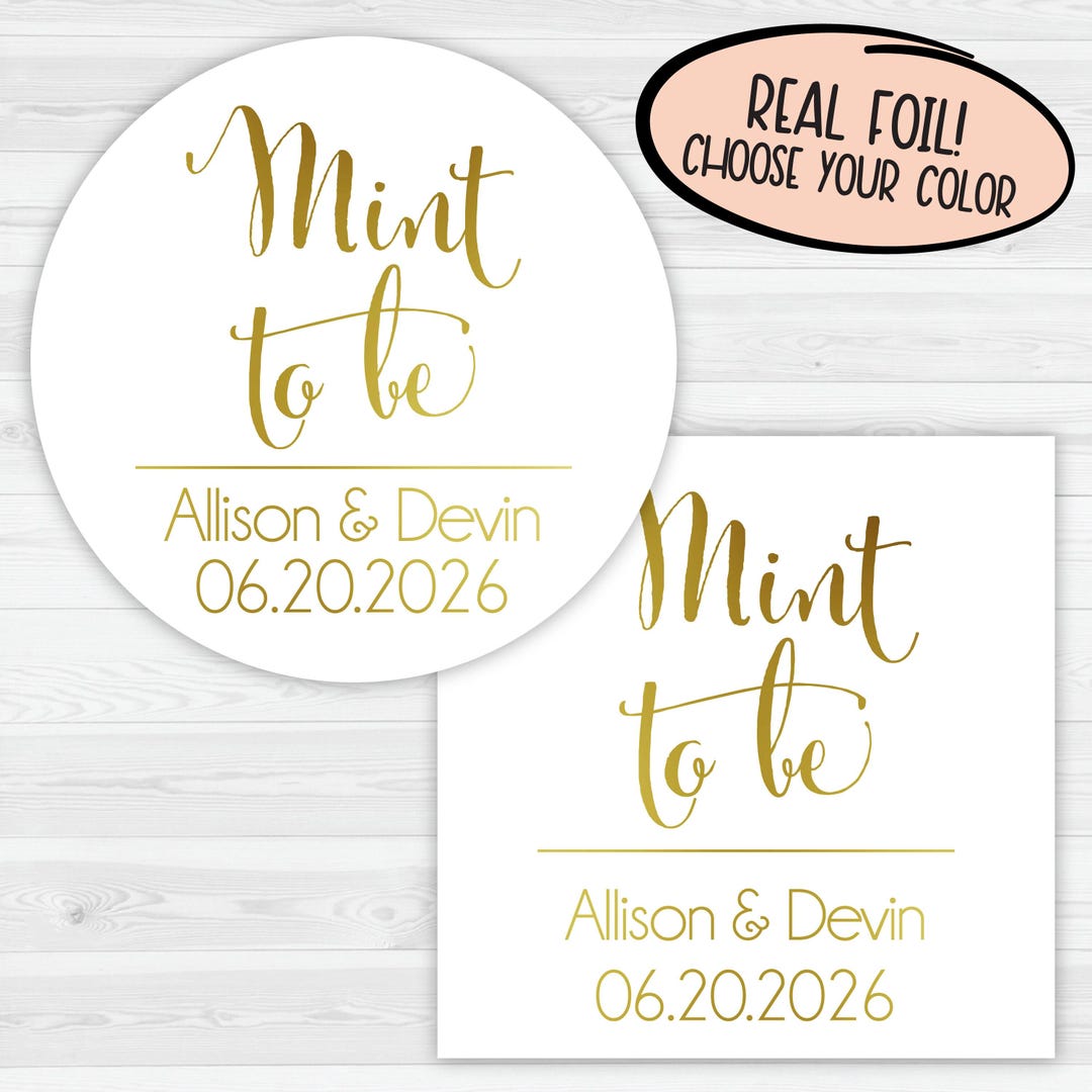 Foiled Mint to Be Wedding Favor Sticker | Foiled Wedding Favor Labels ...