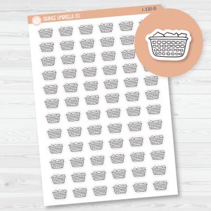 Laundry Basket Icon Planner Stickers, Icon Chore Labels, Cleaning Icon Stickers (I-330-B)