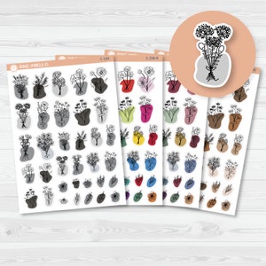 Floral Planner Stickers | Hand Doodled Deco | C-338