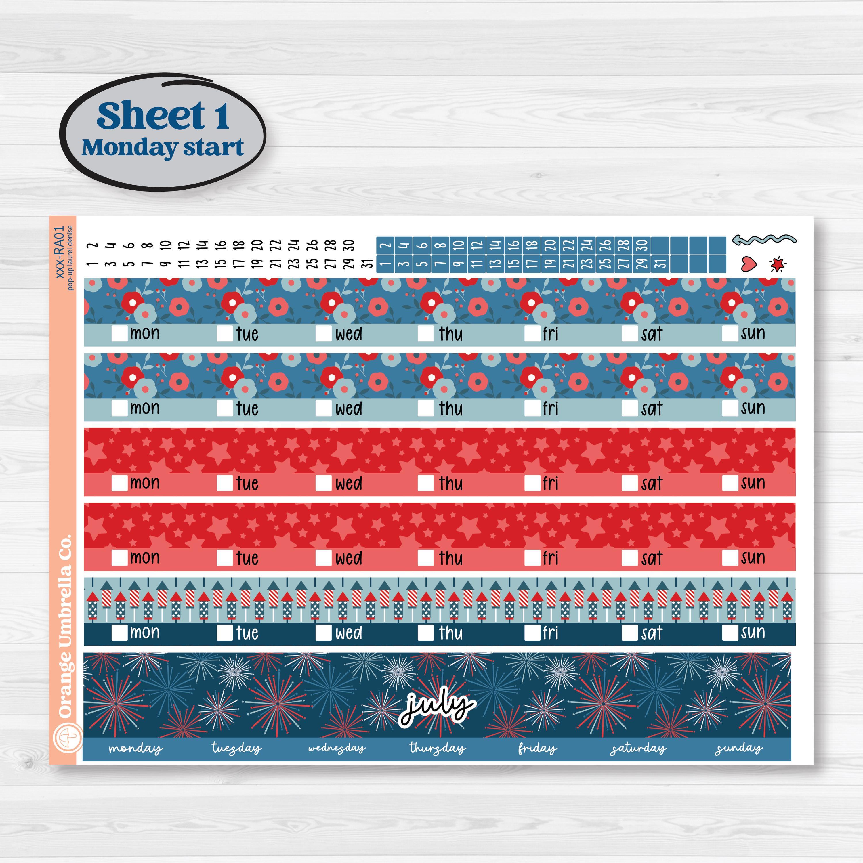 CLEARANCE | Independence Day | Laurel Denise Jo Large Planner Stickers ...