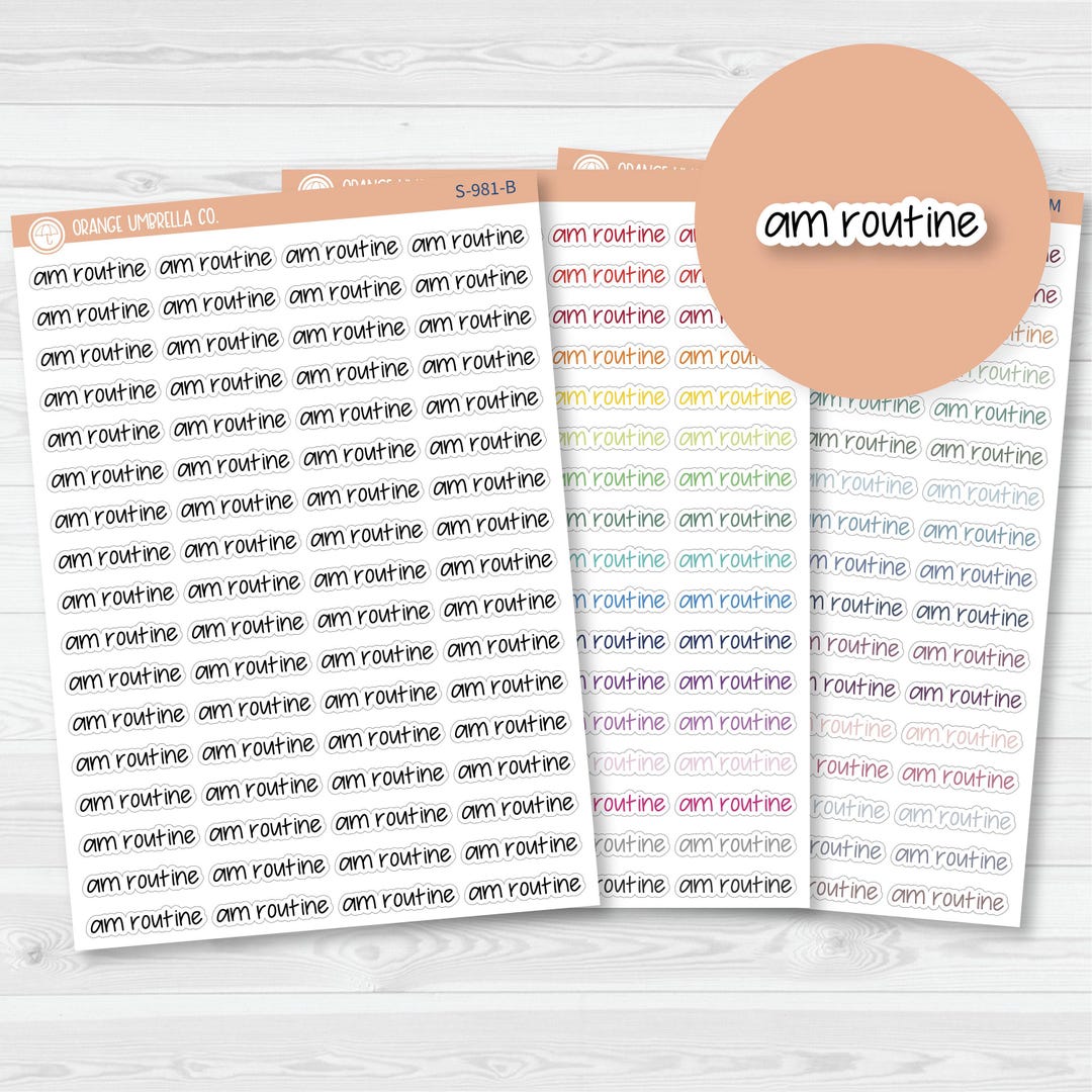 AM Routine Jen Plans Script Planner Stickers and Labels | FJP | S-981 ...