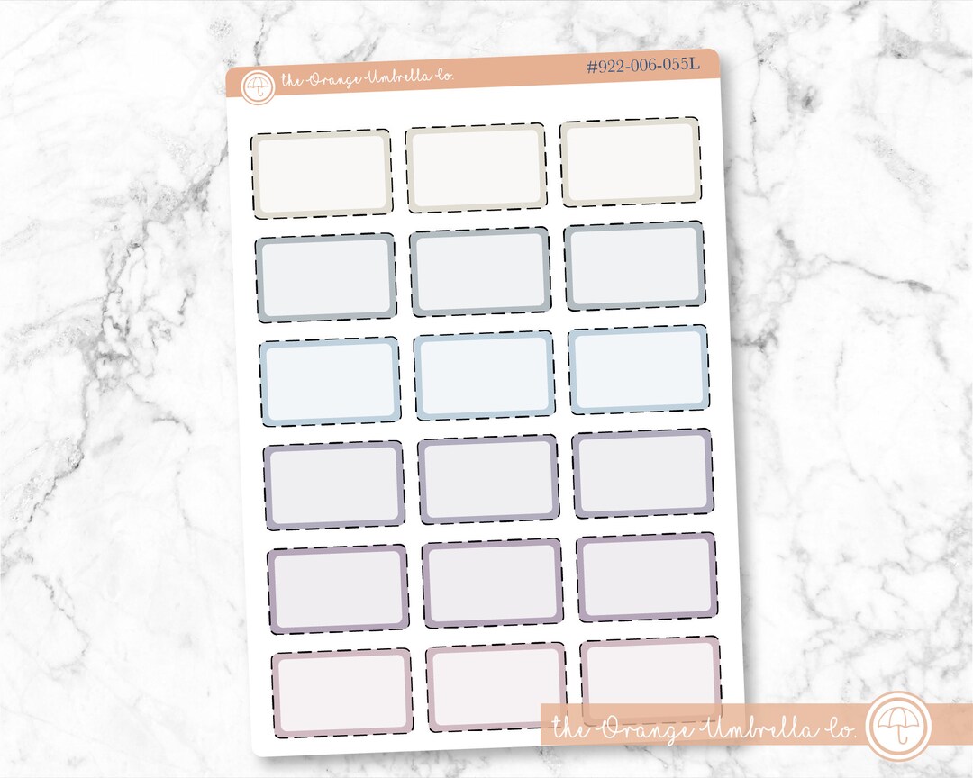 Stitched Half Box Labels ECLP Canvas Labels Color Print Basic Planner ...