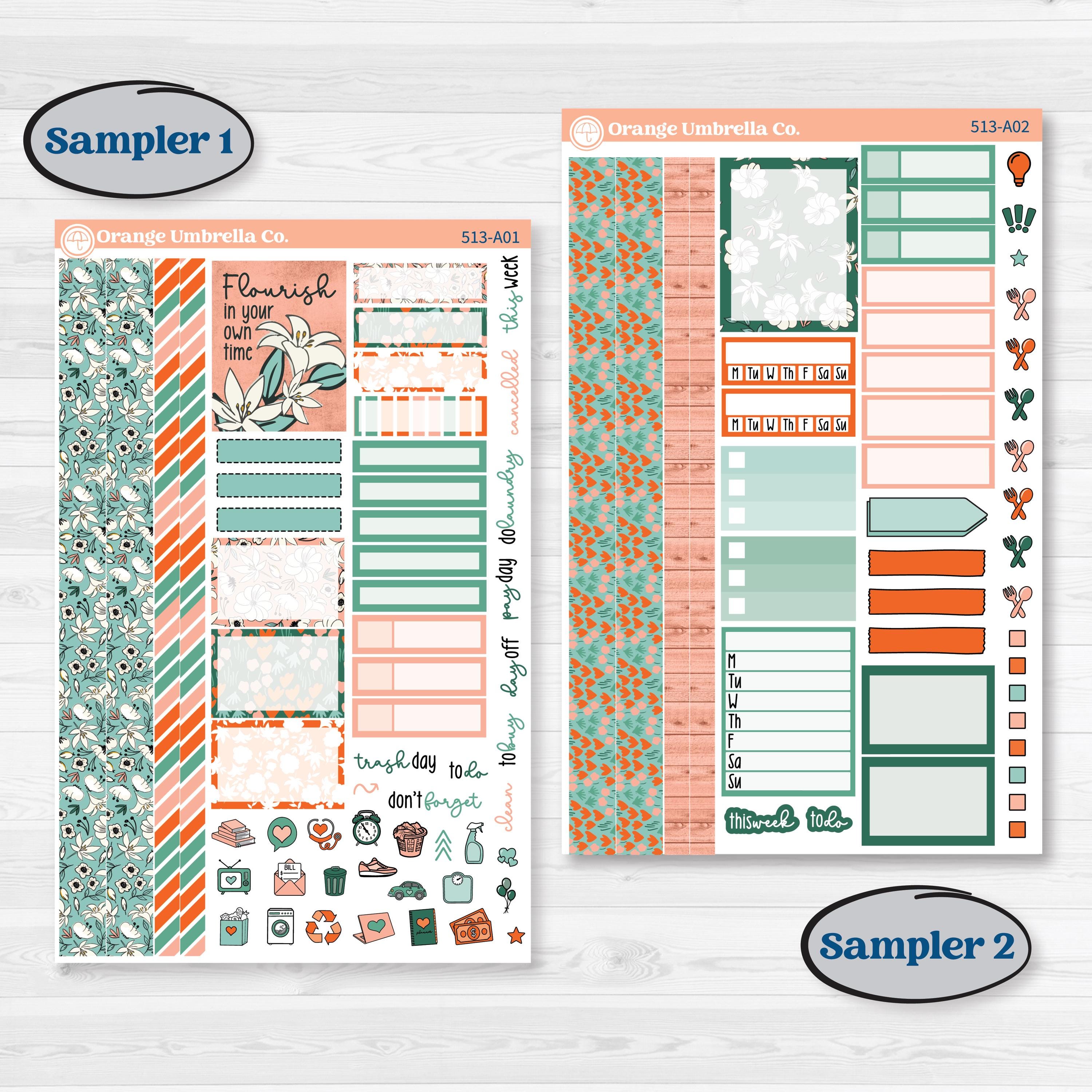Playful March Florals | Weekly Sticker Kit for Vertical Planners Like ...