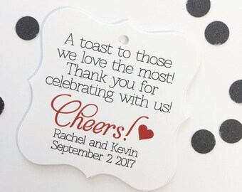 Wedding Favour Tags, Custom Favor Tags, Cheers Wedding Favor Tags  (FS-072)
