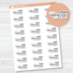 CLEARANCE | Clean the Washing Machine Icon Script Planner Stickers | F2 | E-121