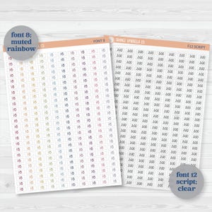 Autocollants personnalisés pour agenda, choisissez votre police et vos couleurs, autocollants mats amovibles ** 1 fois par feuille*** (#customtime) image 3