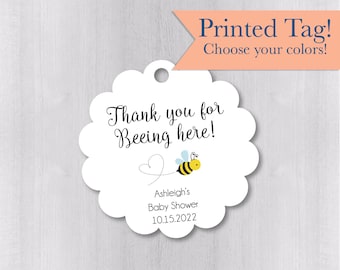 Thank you for beeing here, Baby Shower Tags, Baby Sprinkle Tags, personalized shower tags (SC-643-2)