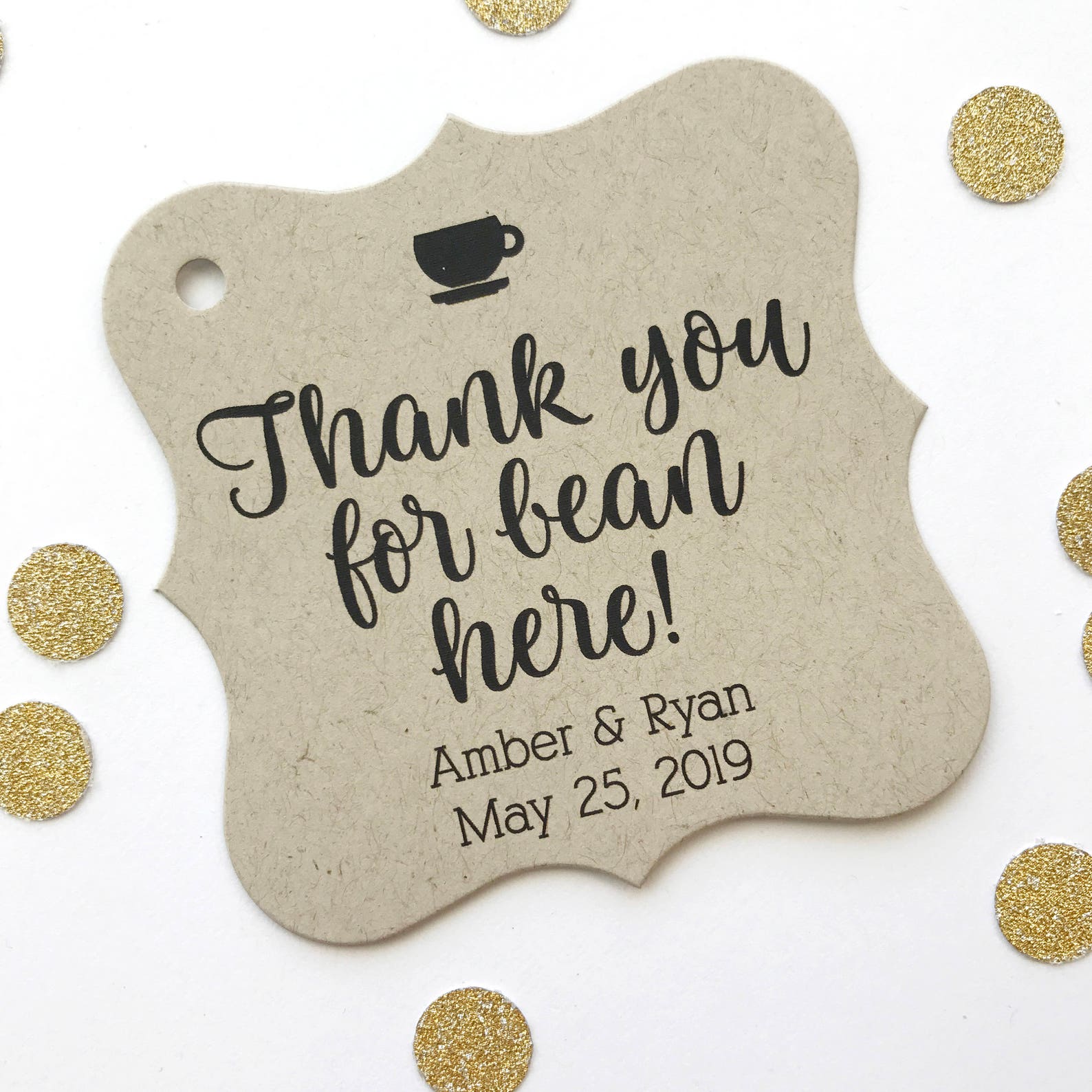 Thank You for Bean Here Kraft Favor Tags Tea or Coffee Cup Etsy