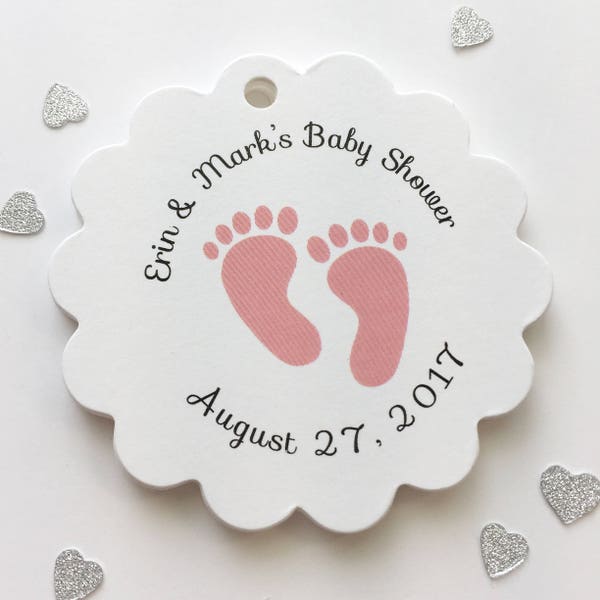 Baby Shower Tags, Baby Feet Shower Favor Tags, Baby Footprint Shower Hang Tags  (SC-230)