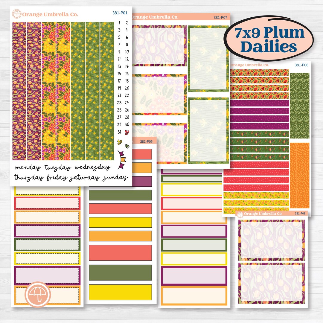 CLEARANCE | Spring or Summer Floral Kit | 7x9 Plum Daily Planner Kit ...