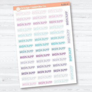 Brain Dump Planner Script Stickers | Planner Script Stickers | S-251 Vibrant