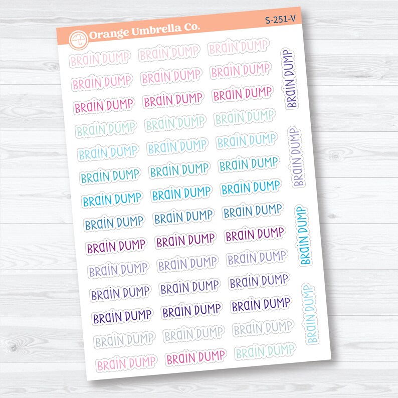 Brain Dump Planner Script Stickers | Planner Script Stickers | S-251 Vibrant