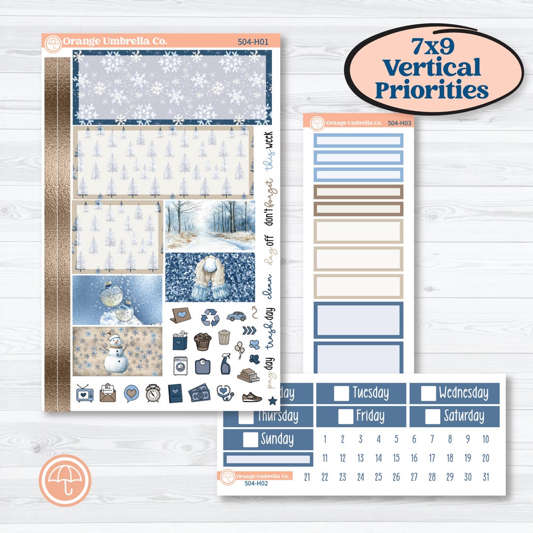 Nostalgic Frosty Winter Kit | Plum Vertical Priorities 7x9 Planner Kit ...