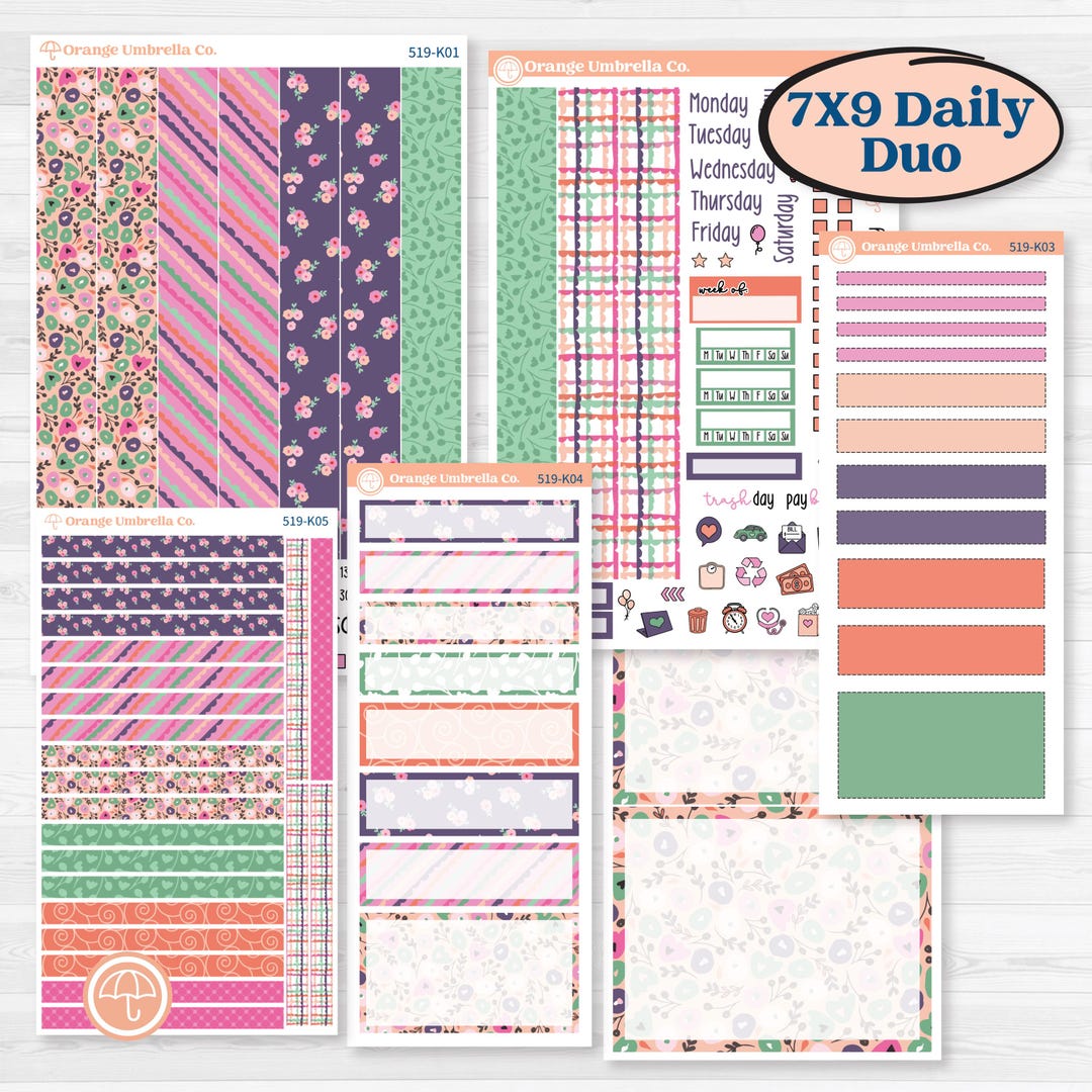 Bright Florals | 7x9 Erin Condren Daily Duo Planner Kit Stickers ...
