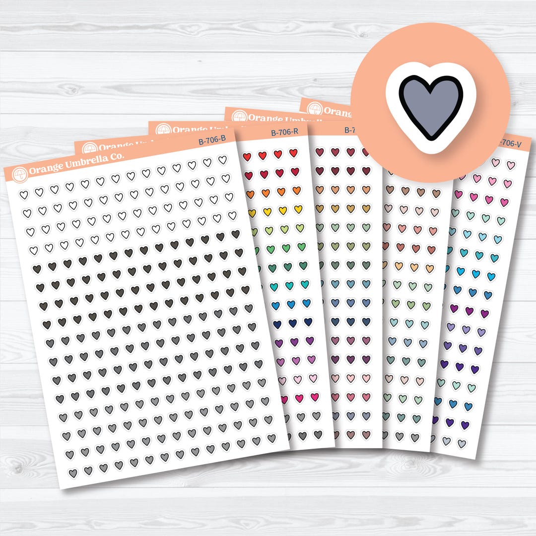Tiny Micro Heart Planner Stickers | Functional & Decorative Icon ...
