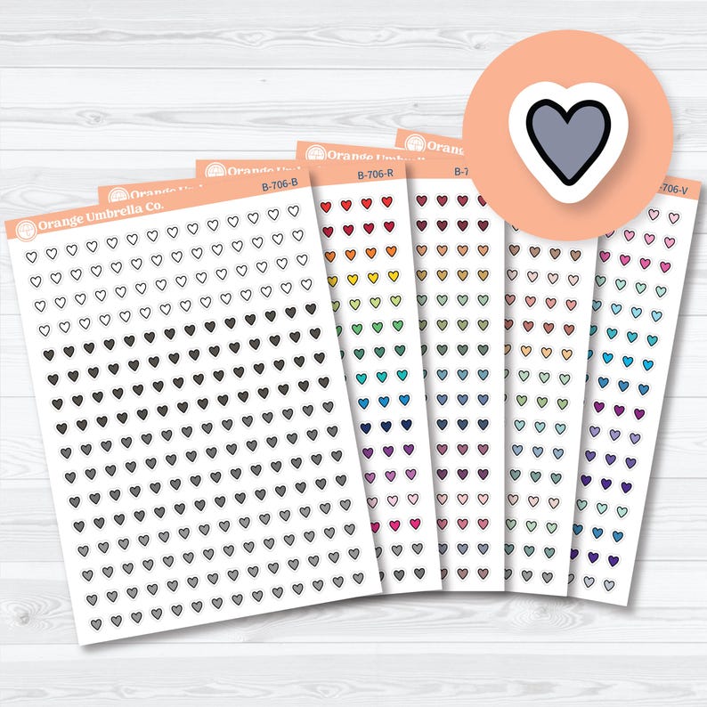 Tiny Micro Heart Planner Stickers | Functional & Decorative Icon ...