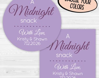 Midnight Snack Wedding Sticker | Wedding Favor Stickers | Cake Box Wedding Labels | 135-SS