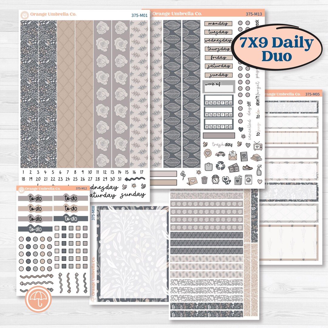 CLEARANCE | Neutral Botanical & Floral Kit | 7x9 Erin Condren Daily Duo ...