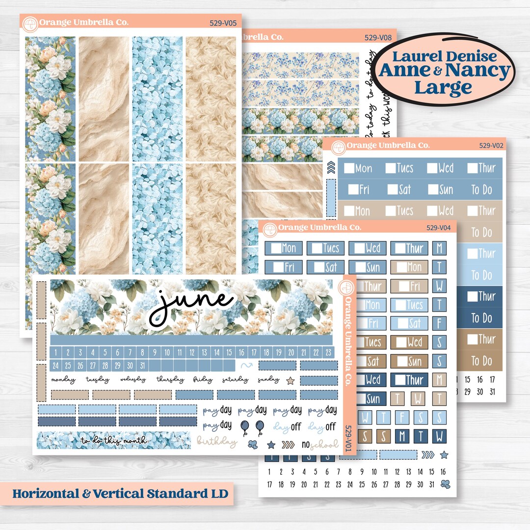 Seaside Floral | Laurel Denise Nancy Large & Anne Large Planner Kit ...