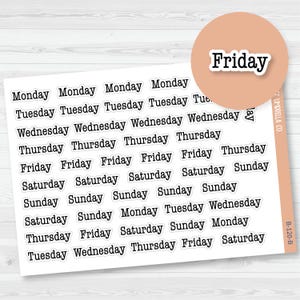 Days of the Week Planner Stickers | Script Weekday Headers | B-120-B