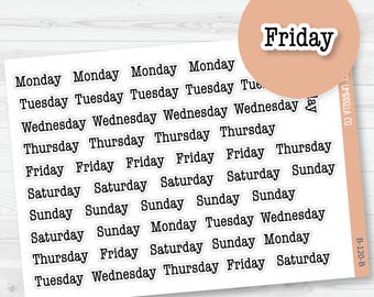 Pegatinas para planificador de días de la semana / Encabezados de días de la semana en letra cursiva / B-120-B