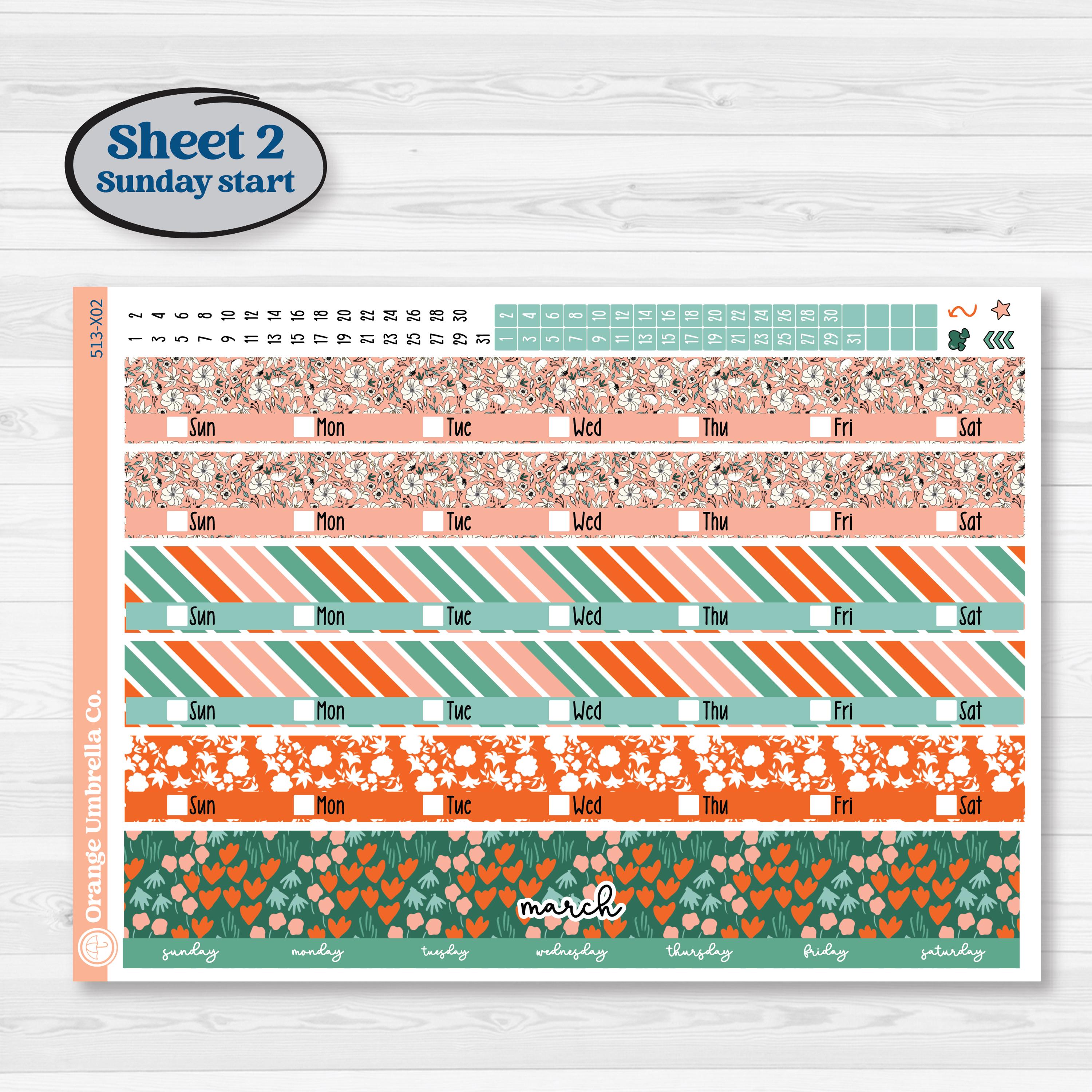Playful March Florals | Laurel Denise Jo Large Planner Kit Stickers ...