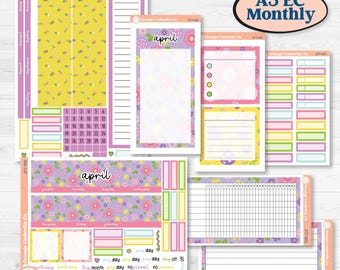 CLEARANCE | Bird Butterfly and Flower Kit | A5 Erin Condren Monthly & Dashboard Planner Kit Stickers | Very Violet | KIT-377-V