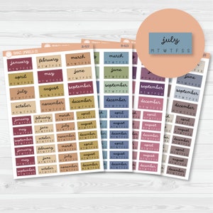 A5 Year at a Glance Planner Stickers - Hobonichi Cousin | F16 Muted | B-622-B-625