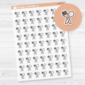 Meal Icons | Hand Doodled Fork and Spoon Icon Planner Stickers | Clear Matte | I-481-BCM