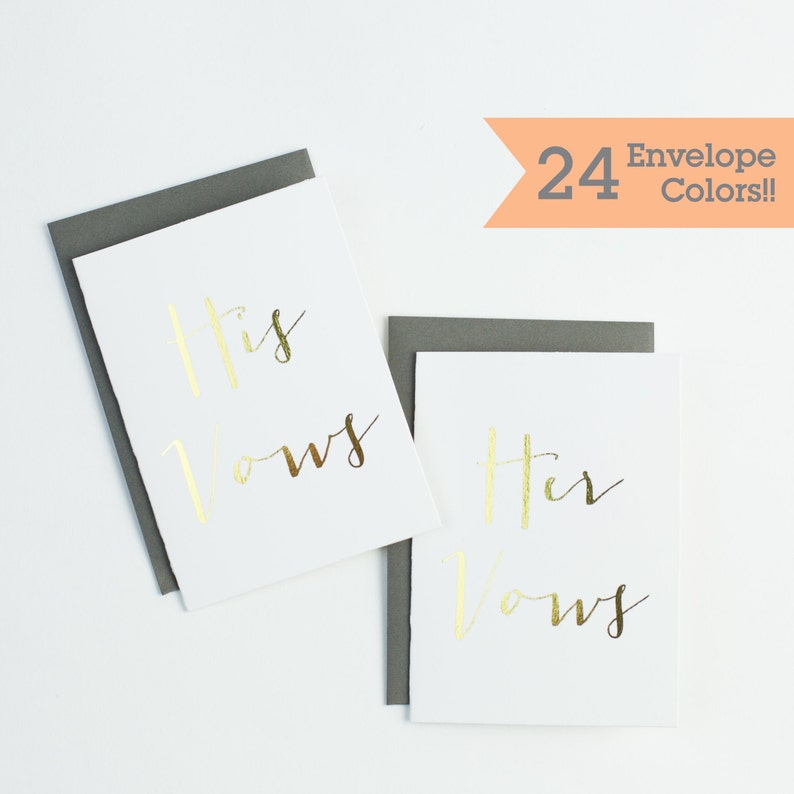 Vow Cards for your Wedding Day WC000-HW-F-V Cards to Hold Your Vows Gold Foil His Vows Her Vows Wedding Cards