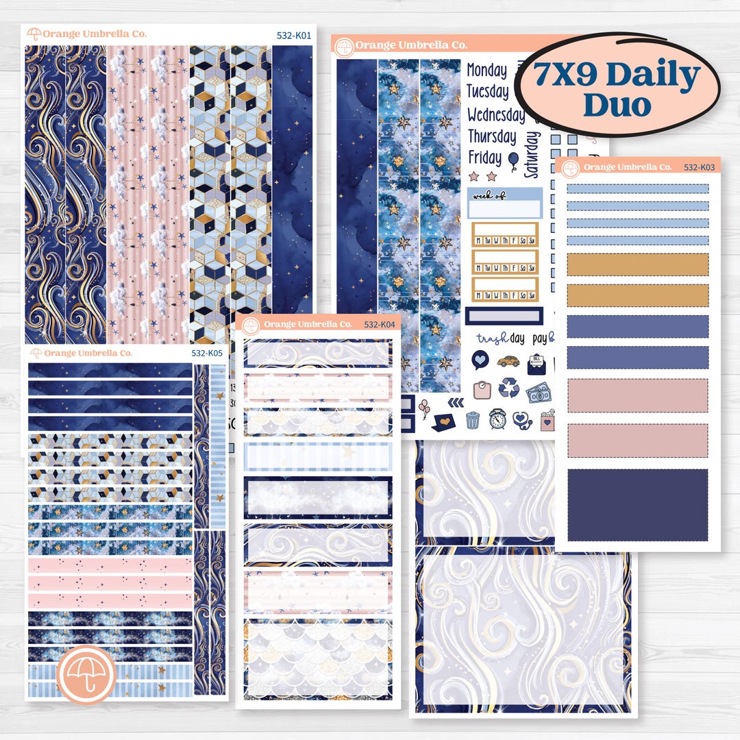 Starry Ocean and Sea Night | 7x9 Erin Condren Daily Duo Planner Kit ...
